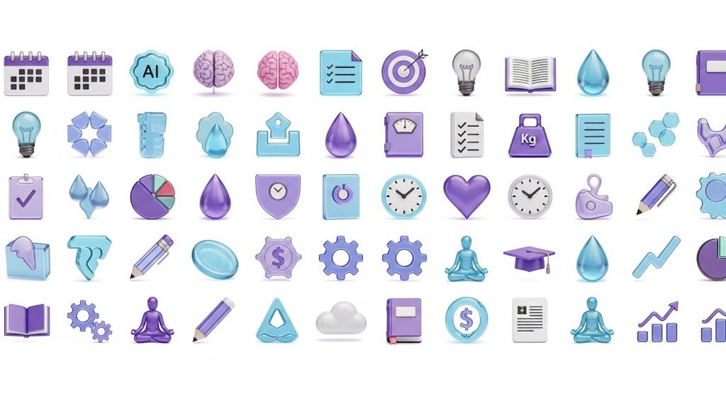 Mosaico de páginas e ferramentas do planner